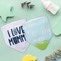 Feeding Bandana Bibs Pack Of 2 I Love Mummy White And Blue