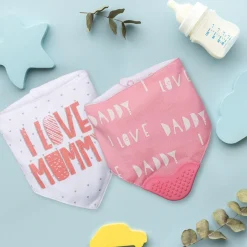 Feeding Bandana Bibs Pack Of 2 I Love Mummy White And Pink