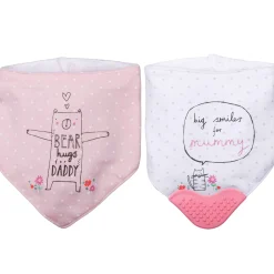 Feeding Bandana Bibs Pack Of 2 Bear Hugs Daddy Pink White