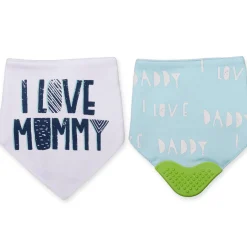 Feeding Bandana Bibs Pack Of 2 I Love Mummy White And Blue