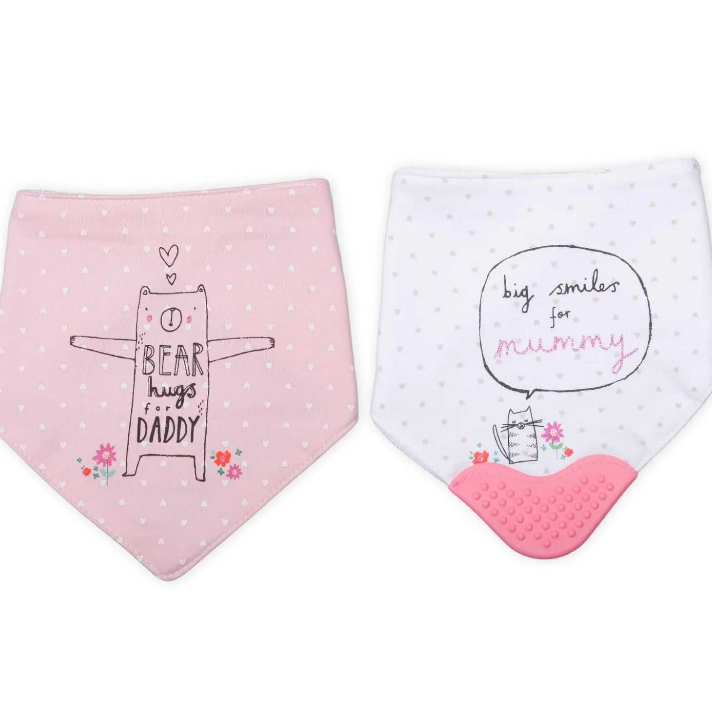 Feeding Bandana Bibs Pack Of 2 Bear Hugs Daddy Pink White