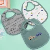 Feeding Bibs Pack Of 3 Cartoon Car Printed Green And Grey