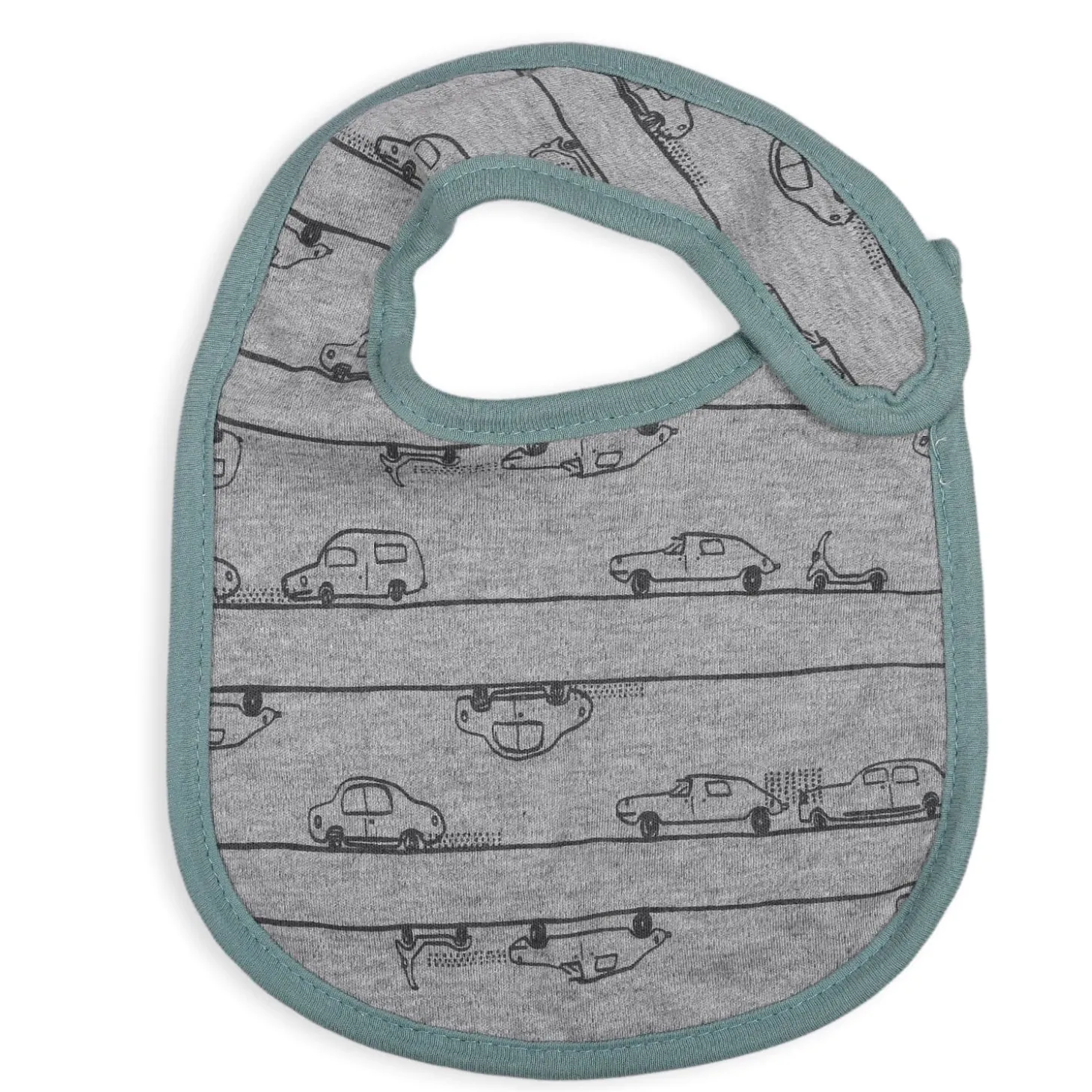 Feeding Bibs Pack Of 3 Cartoon Car Printed Green And Grey
