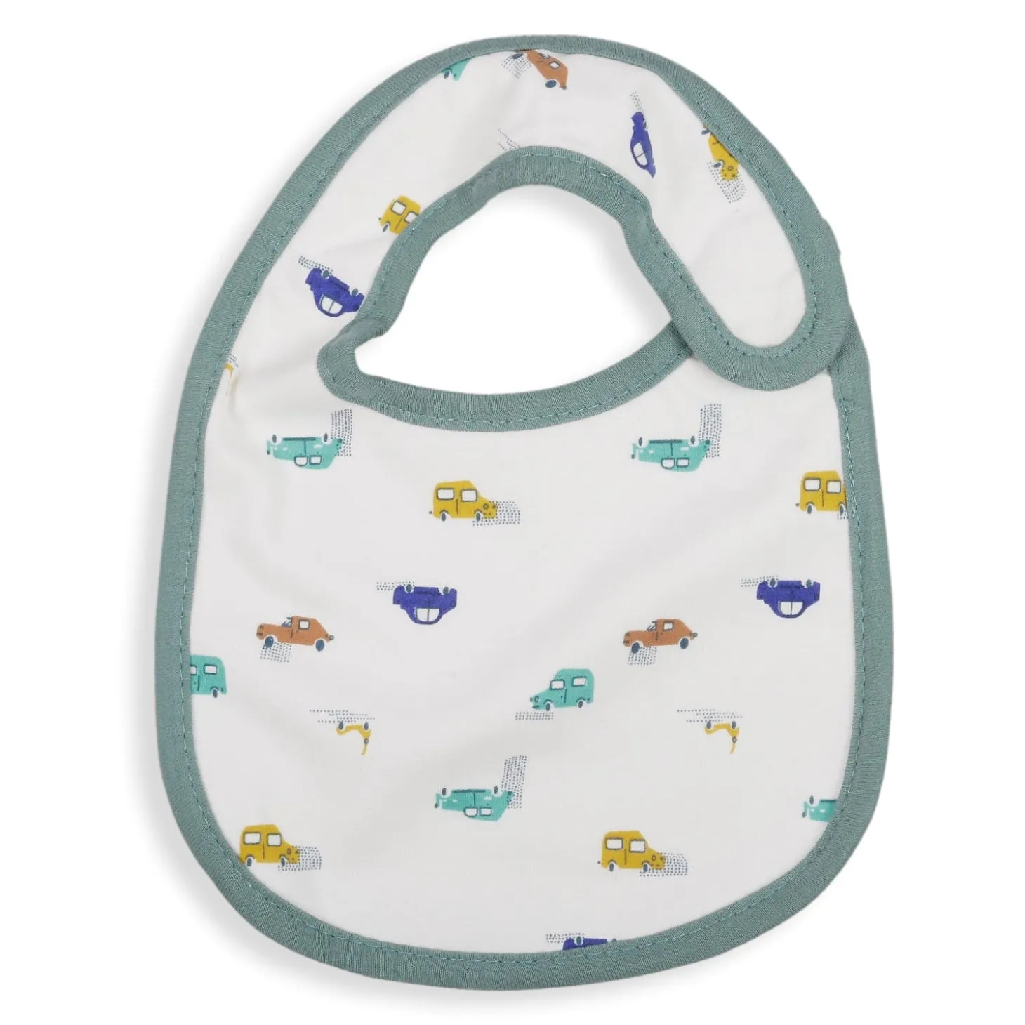 Feeding Bibs Pack Of 3 Cartoon Car Printed Green And Grey