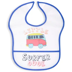 Feeding Bibs Pack Of 2 Crumb Catcher Waterproof Surfer Dude Blue