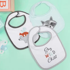 Feeding Bibs Pack Of 3 Wild Child White And Mint Green
