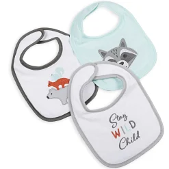 Feeding Bibs Pack Of 3 Wild Child White And Mint Green