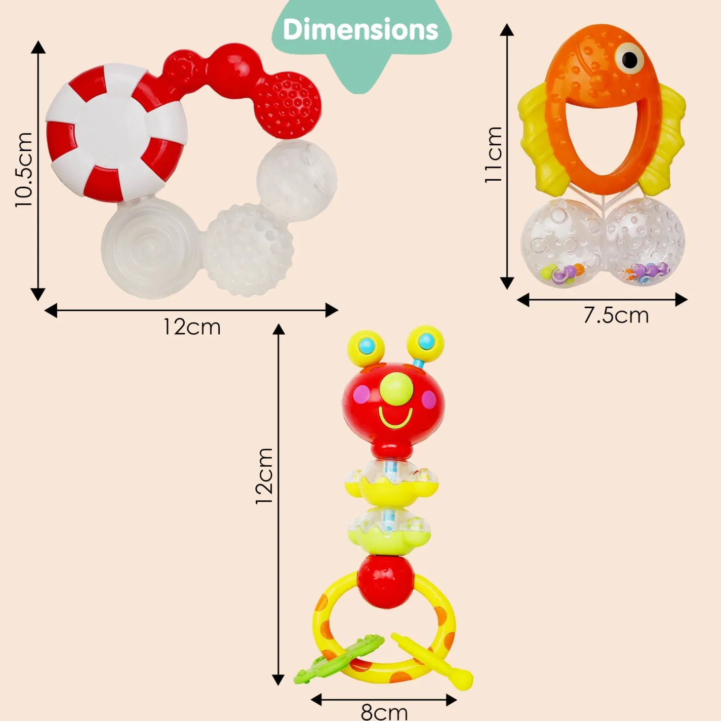 Fish Multicolour Set Of 3 Rattle Toy