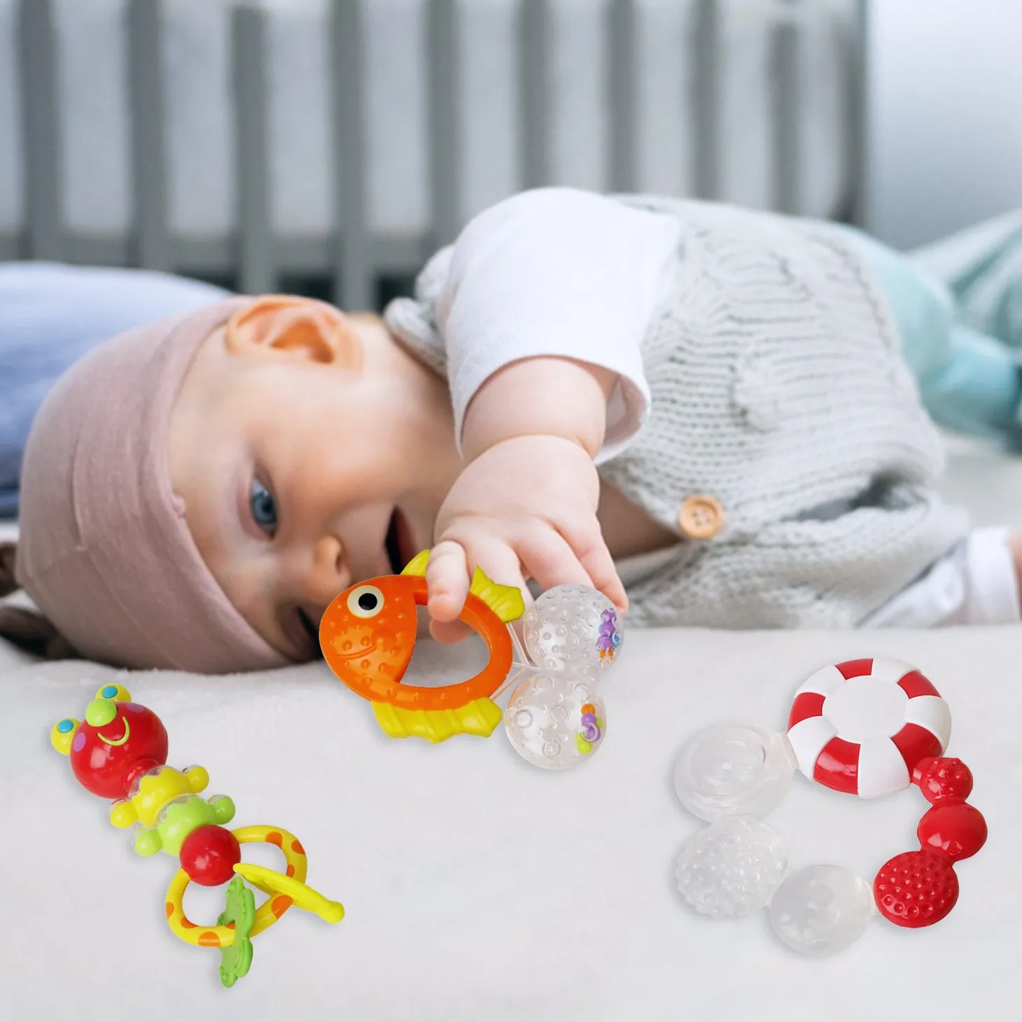 Fish Multicolour Set Of 3 Rattle Toy