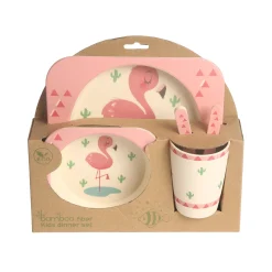 Flamingo Pink Bamboo Fiber Dinner Set