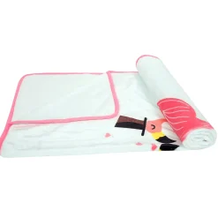 Flamingoes in Love White One Ply Blanket