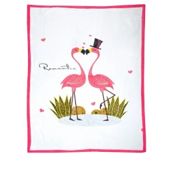 Flamingoes in Love White And Red Two-Ply Blanket