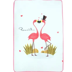 Flamingoes in Love White One Ply Blanket