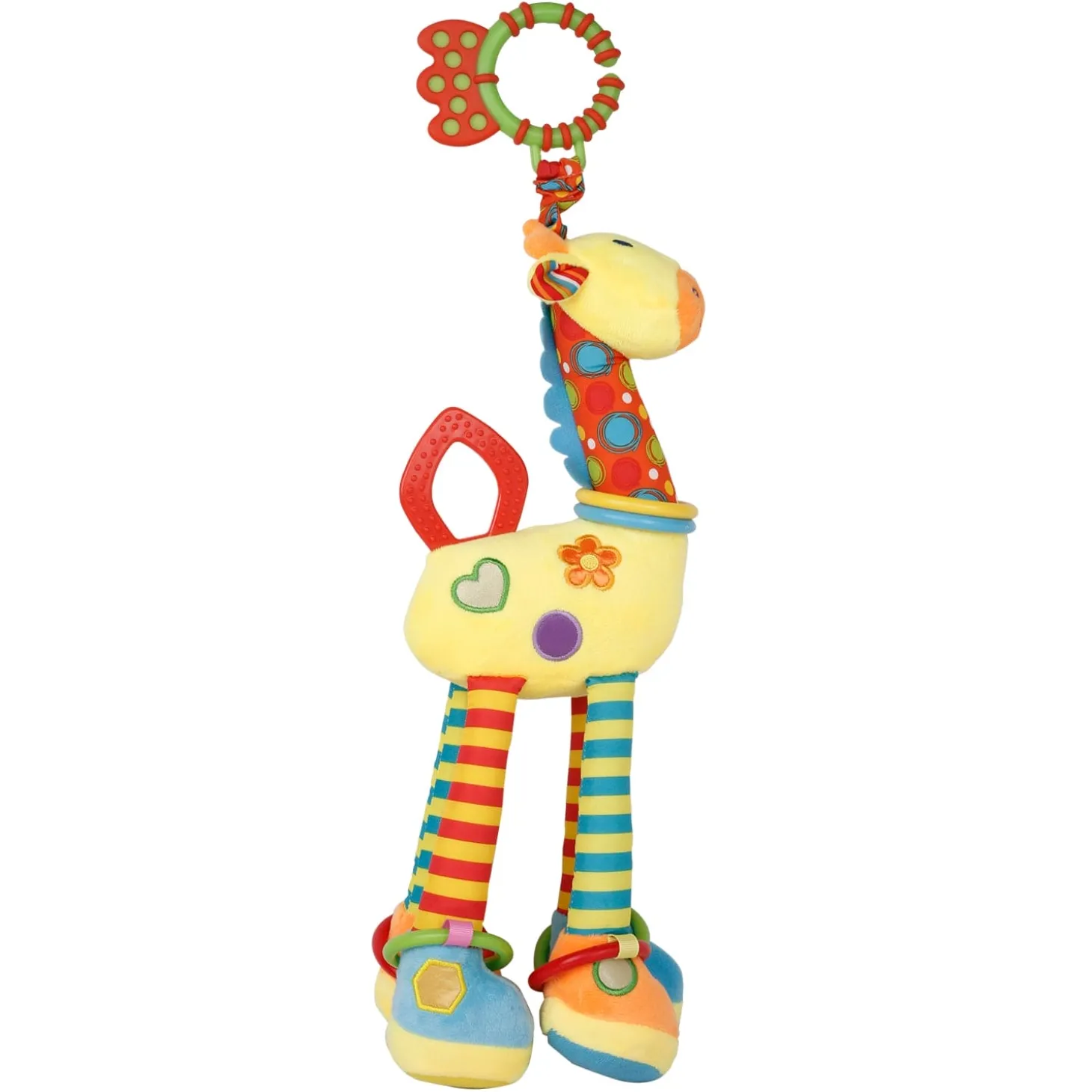 Flexible Giraffe Yellow Musical Hanging Toy With Teether