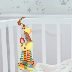 Flexible Giraffe Yellow Musical Hanging Toy With Teether