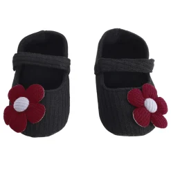 Floral Applique Black And Red Booties