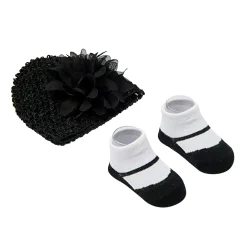 Floral Black Socks And Cap Set