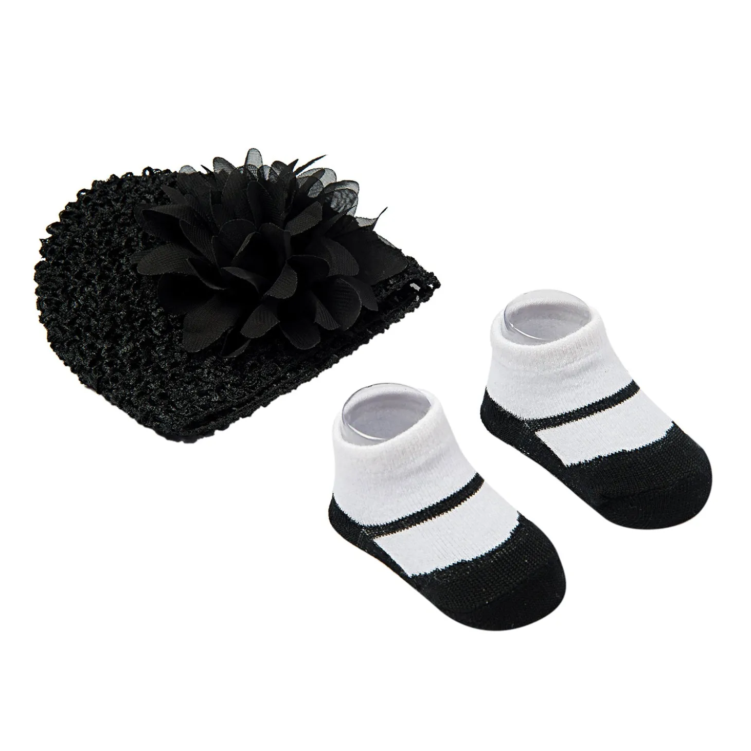 Floral Black Socks And Cap Set