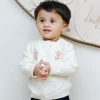 Floral Embroidery Premium Full Sleeves Knitted Sweater - Off White