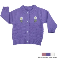 Floral Embroidery Premium Full Sleeves Knitted Sweater - Purple