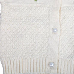 Floral Embroidery Premium Full Sleeves Knitted Sweater - Off White