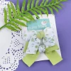 Floral Hair Bow Clip Set of 2 - Green