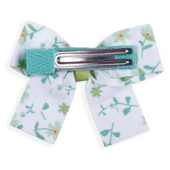 Floral Hair Bow Clip Set of 2 - Green