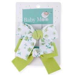 Floral Hair Bow Clip Set of 2 - Green