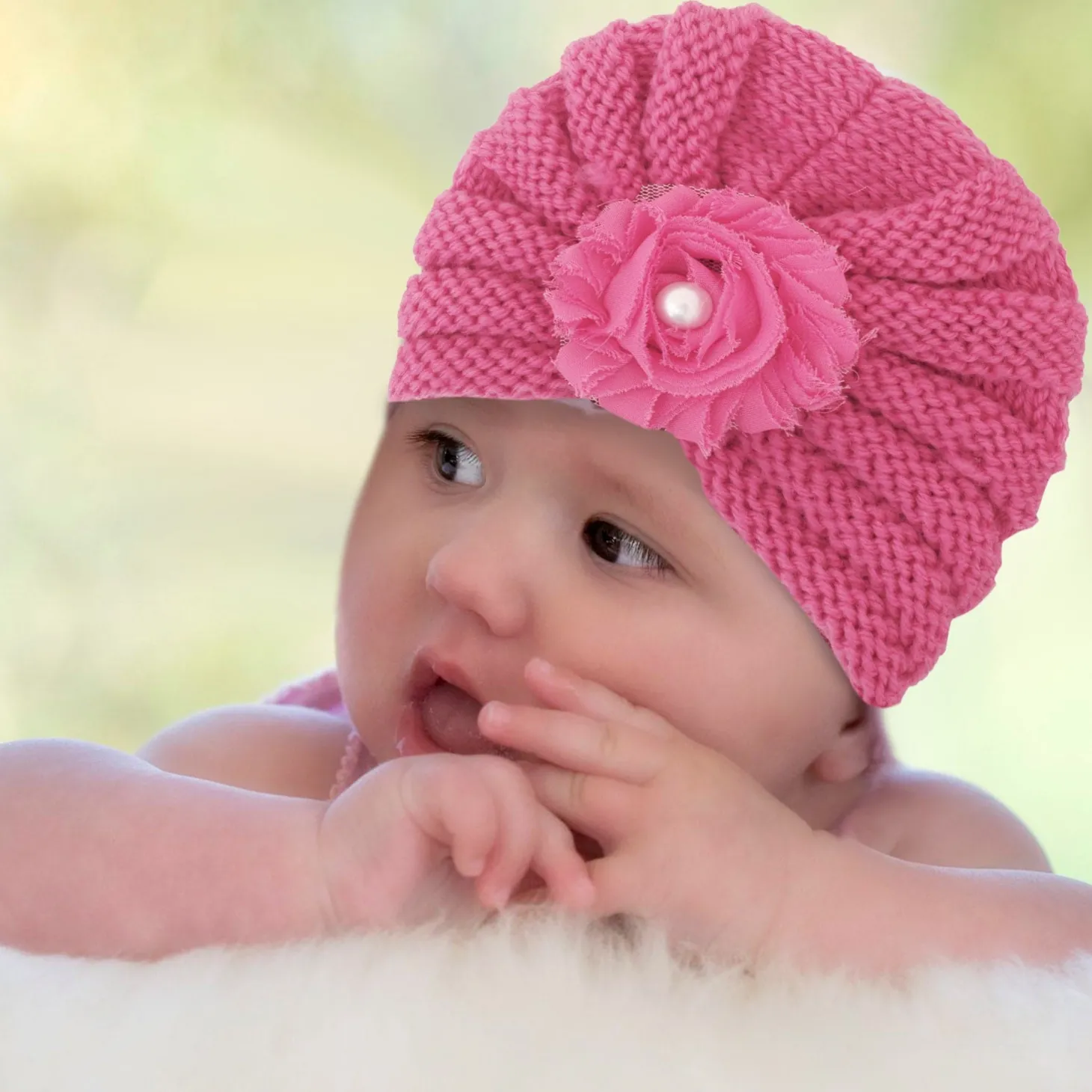 Floral Hot Pink Turban Cap