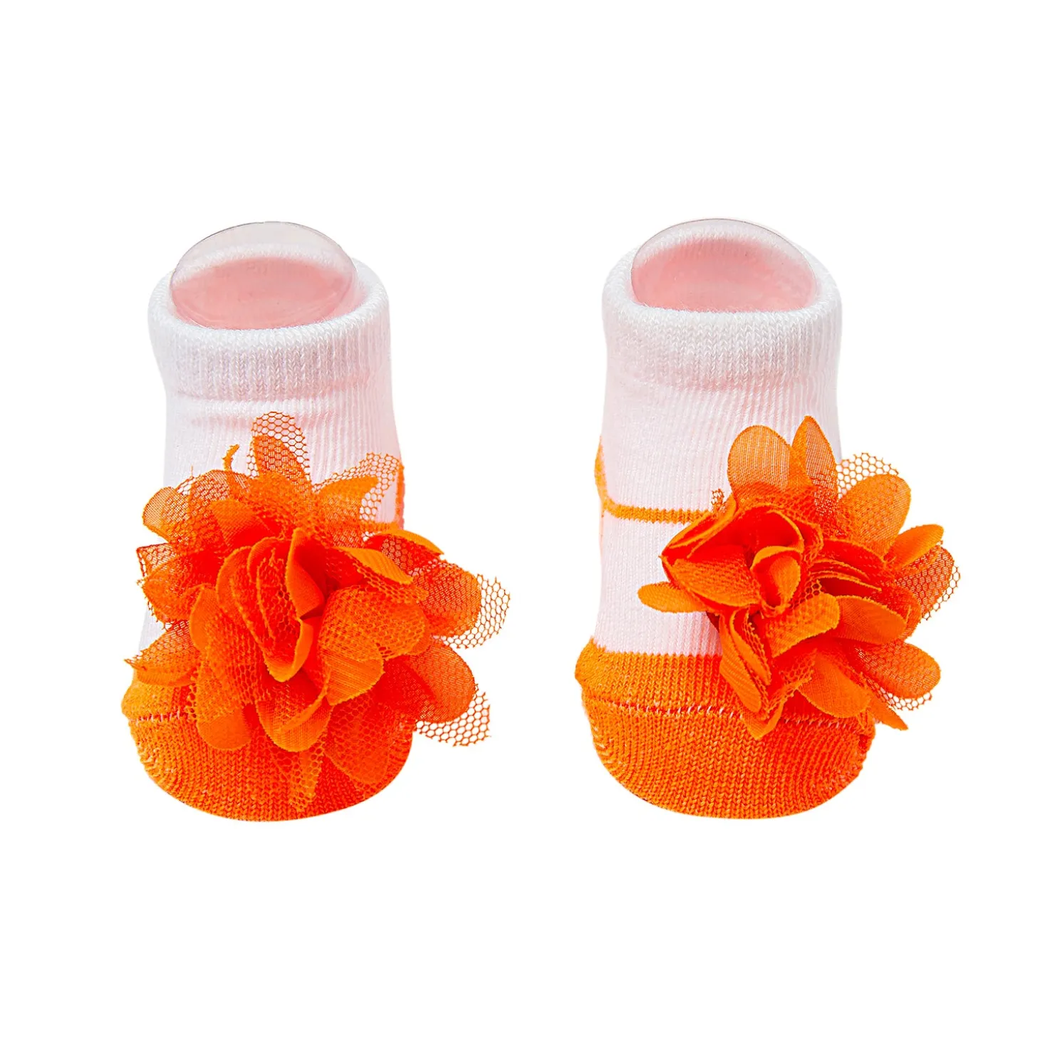 Floral Orange Socks And Cap Set