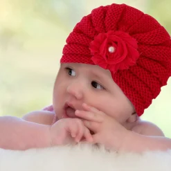 Floral Red Turban Cap