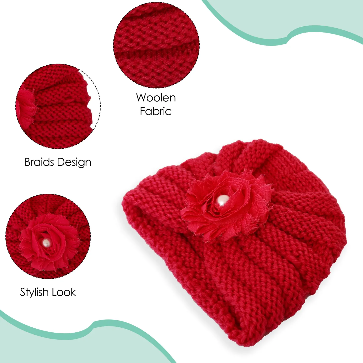 Floral Red Turban Cap
