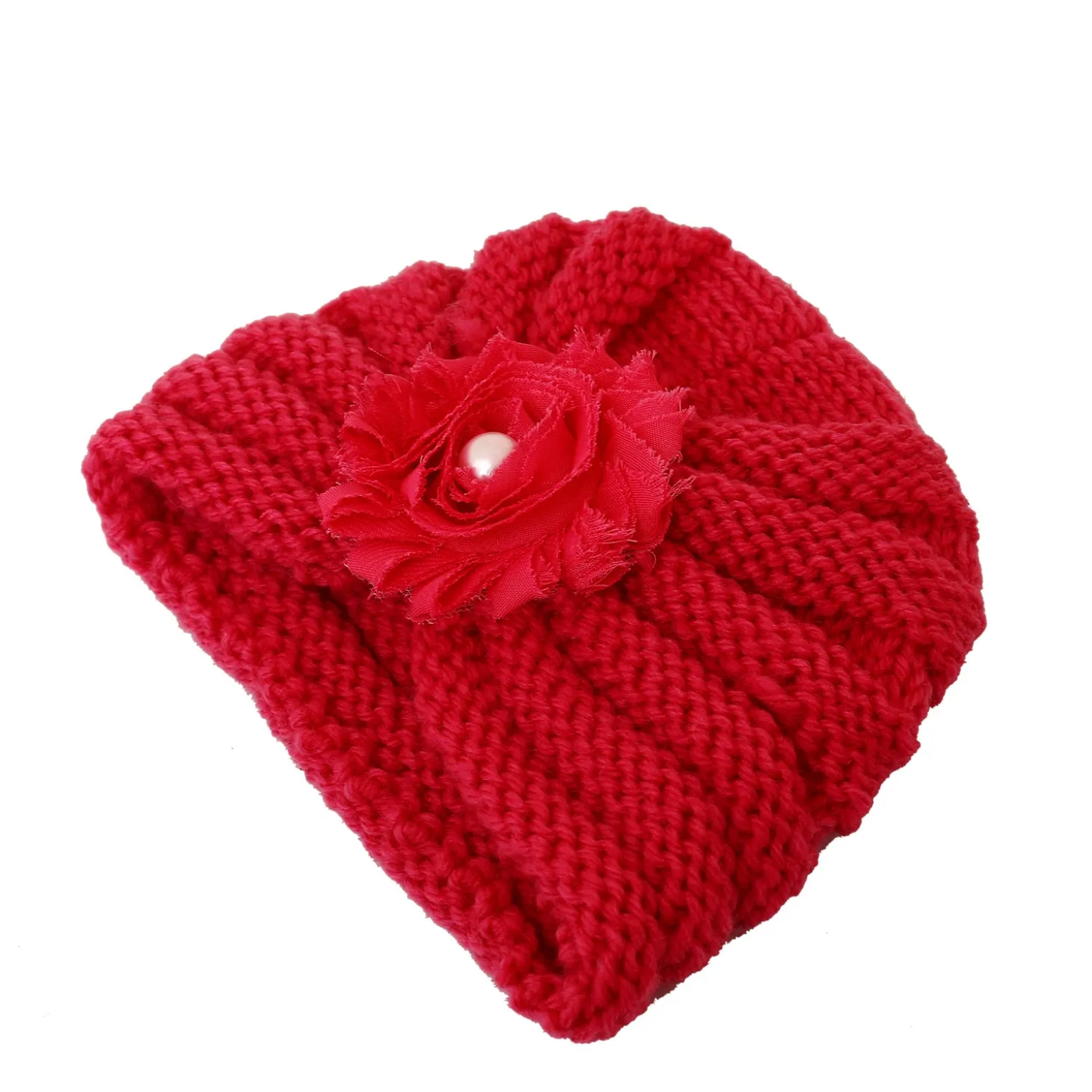 Floral Red Turban Cap