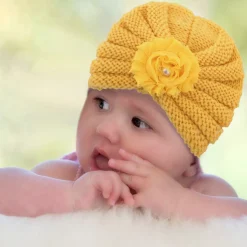 Floral Yellow Turban Cap