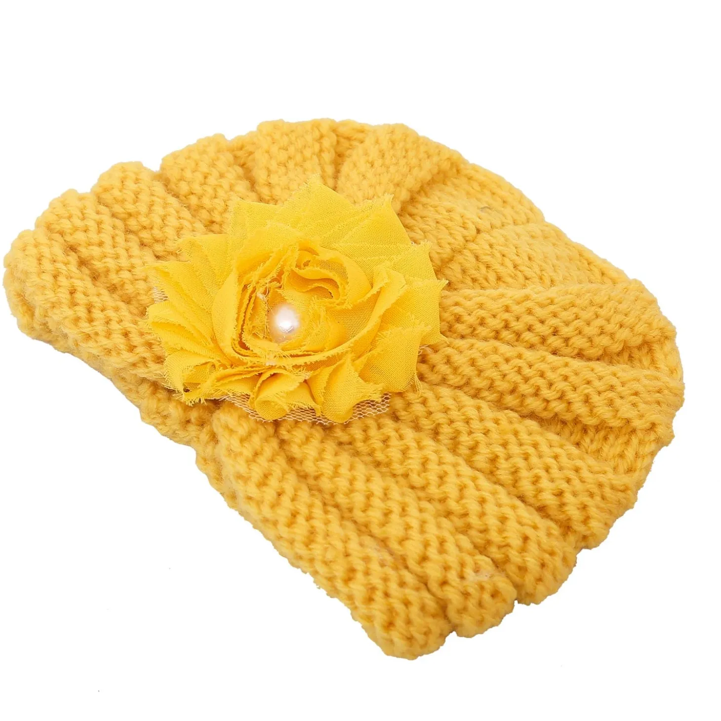 Floral Yellow Turban Cap