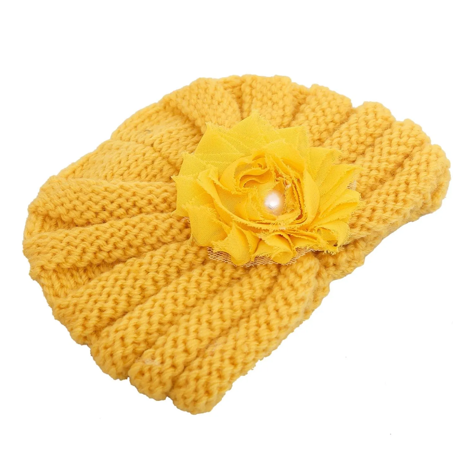 Floral Yellow Turban Cap