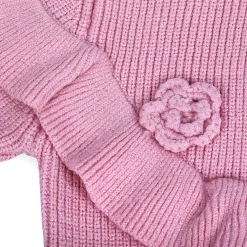 Flowers And Frills Premium Full Sleeves Knitted Sweater - Pink