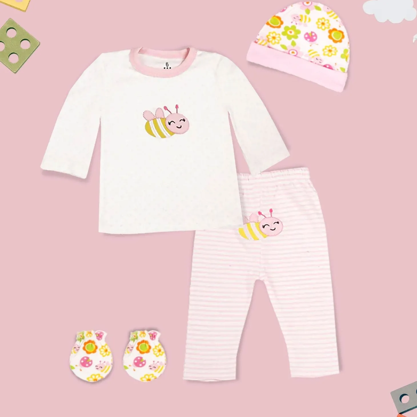 Fluttering Bee Pink 4 Pcs Gift Set