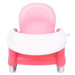 Foldable Feeding Booster Seat Adjustable Height And Food Tray Pink