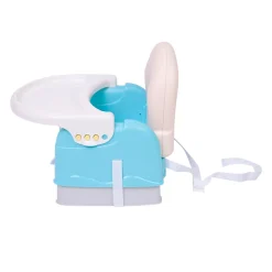 Foldable Feeding Booster Seat Adjustable Height And Food Tray Blue