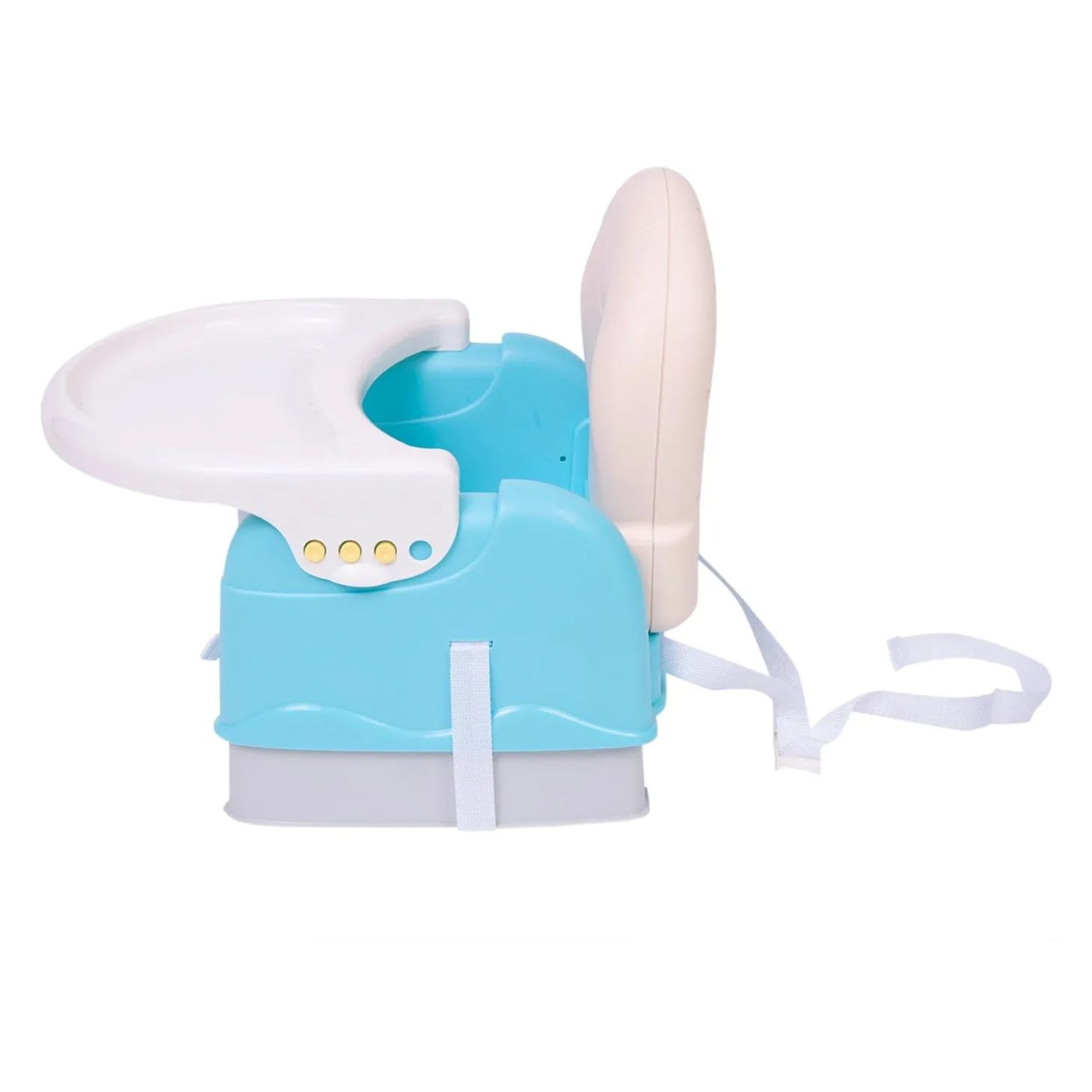 Foldable Feeding Booster Seat Adjustable Height And Food Tray Blue