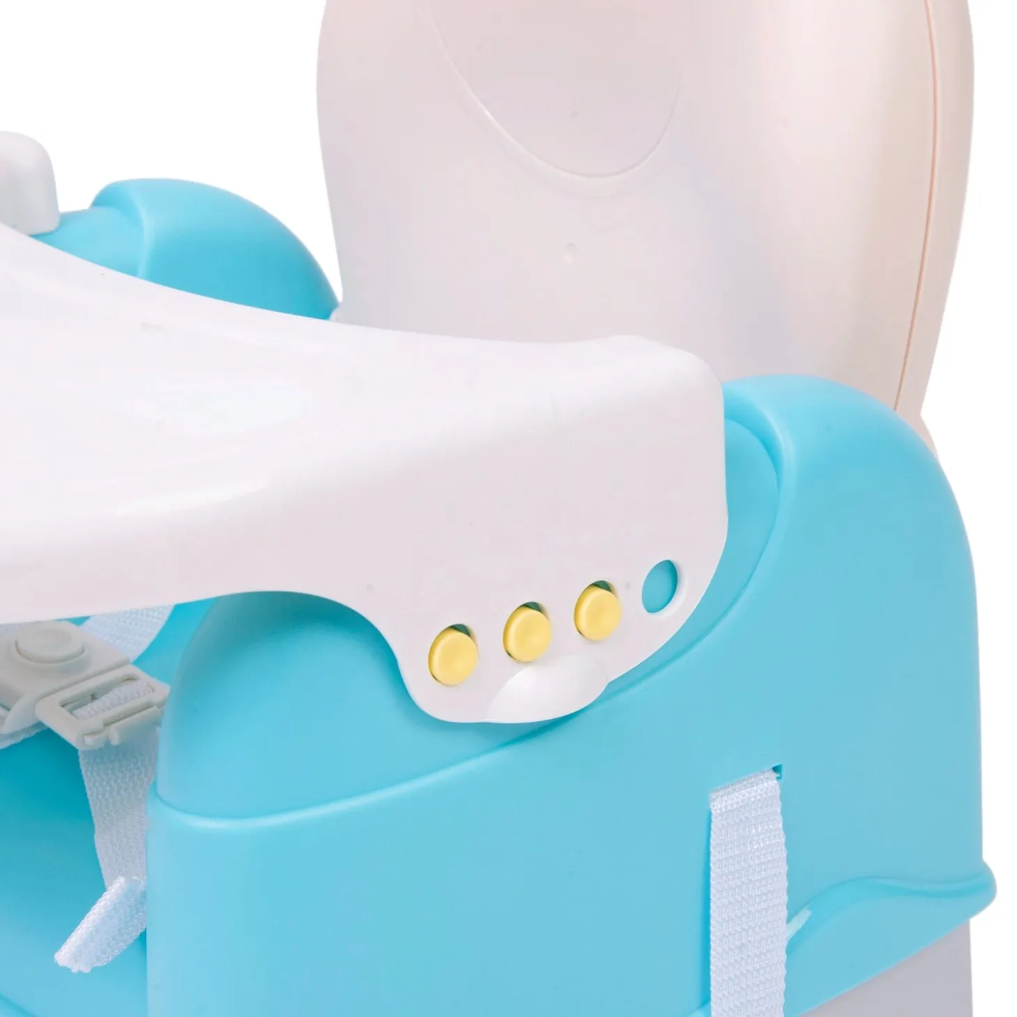 Foldable Feeding Booster Seat Adjustable Height And Food Tray Blue