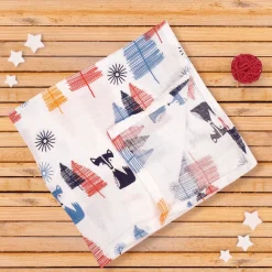 Fox In The Woods Blue Muslin Swaddle