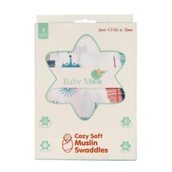 Fox In The Woods Blue Muslin Swaddle