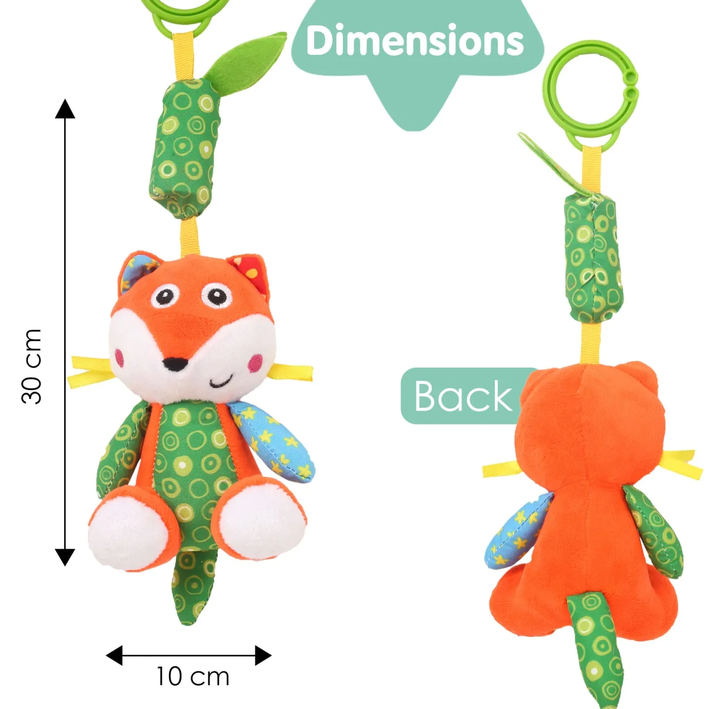 Fox Orange And Green Hanging Musical Toy