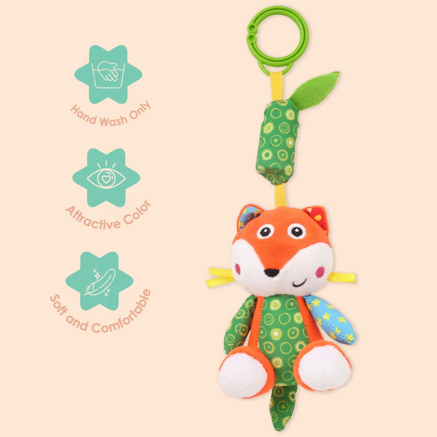 Fox Orange And Green Hanging Musical Toy