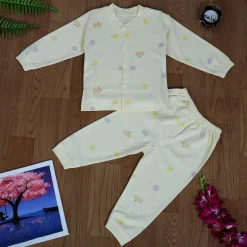 Fruitilicious Full Sleeves 2 Piece Buttoned Pyjama Set Night Suit - Yellow