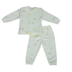 Fruitilicious Full Sleeves 2 Piece Buttoned Pyjama Set Night Suit - Yellow