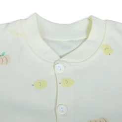 Fruitilicious Full Sleeves 2 Piece Buttoned Pyjama Set Night Suit - Yellow