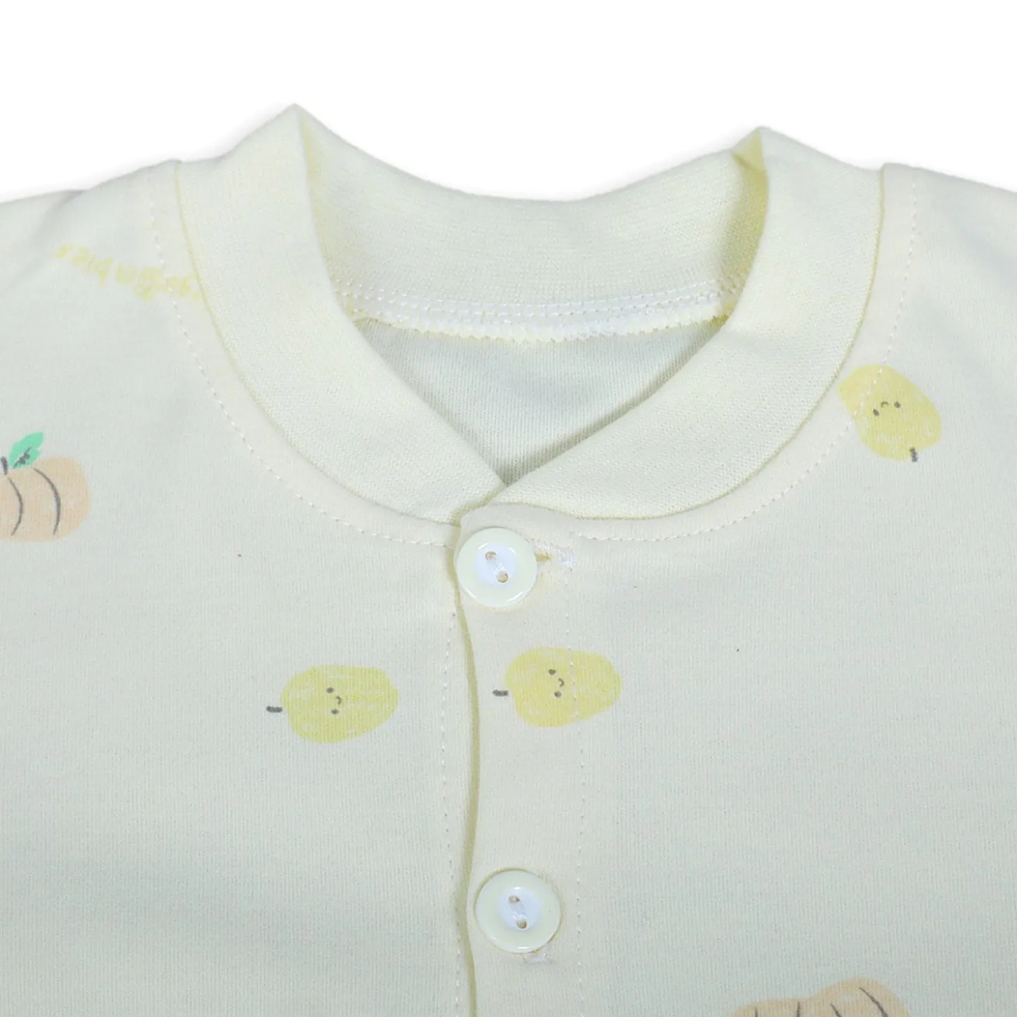 Fruitilicious Full Sleeves 2 Piece Buttoned Pyjama Set Night Suit - Yellow